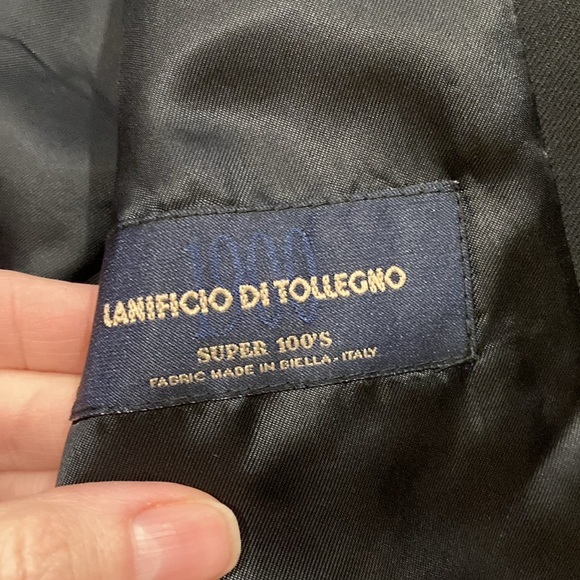 Italian LANIFICIO DI TOLLEGNO Boys 9 Navy Pinstripe Wool Vest Waistcoat - Picture 7 of 8